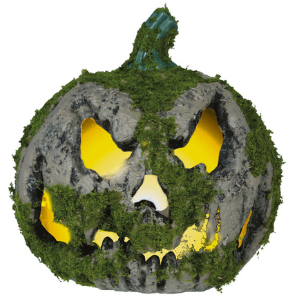 Halloweenowa dynia z mchu ze światłem 20 cm