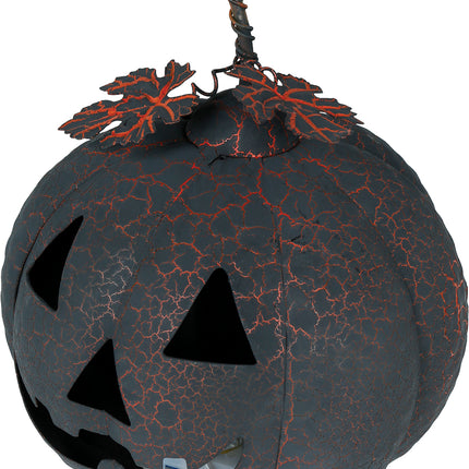 Dekoracja na Halloween Metalowa dynia ze światłem 20 cm