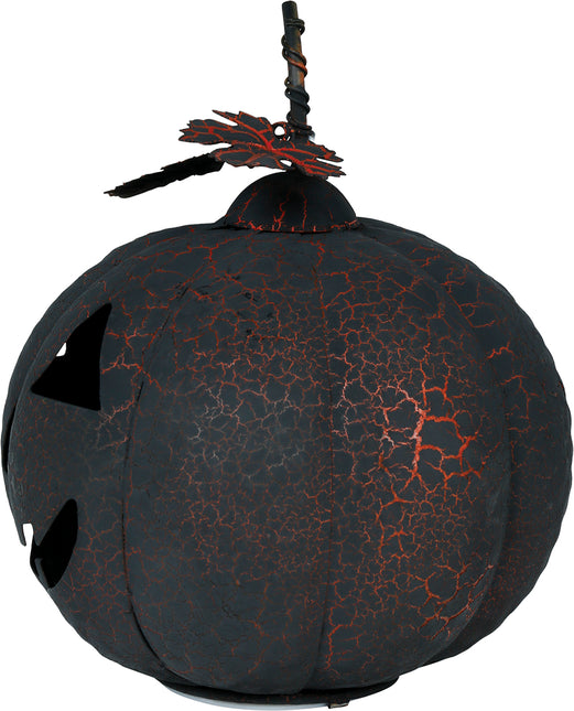 Dekoracja na Halloween Metalowa dynia ze światłem 20 cm