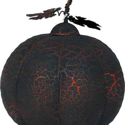 Dekoracja na Halloween Metalowa dynia ze światłem 20 cm