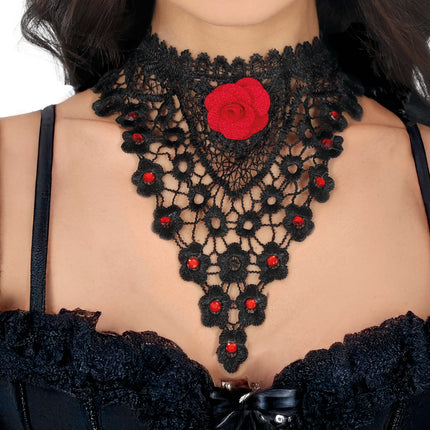 Czarno-czerwony naszyjnik Rose
