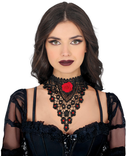 Czarno-czerwony naszyjnik Rose