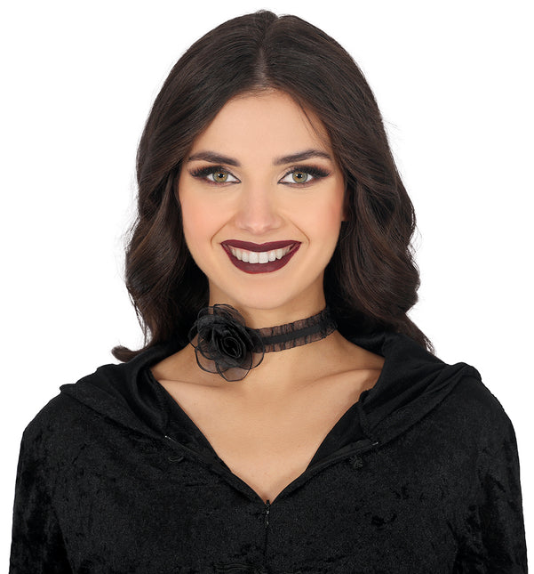 Czarny naszyjnik Rose