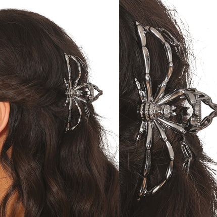 Halloweenowa spinka do włosów Black Spider Metal