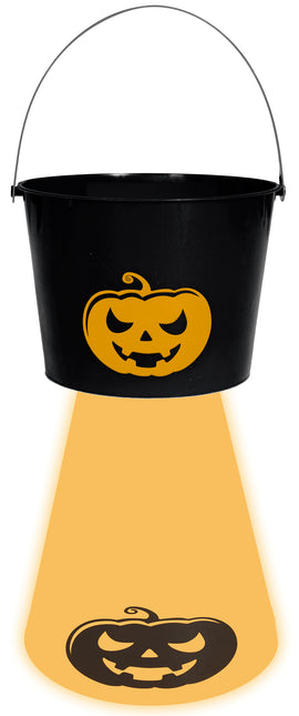 Wiaderko na Halloween Dynia ze światłem 20 cm