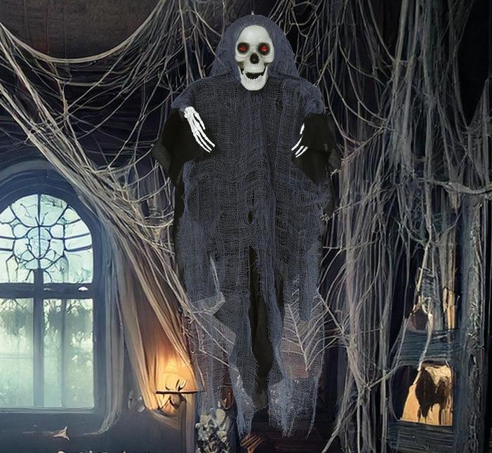 Halloweenowa lalka szkielet z tuniką 40 cm