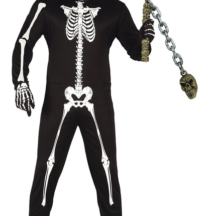 Fałszywy kij na broń na Halloween Czaszka na łańcuchu 84 cm