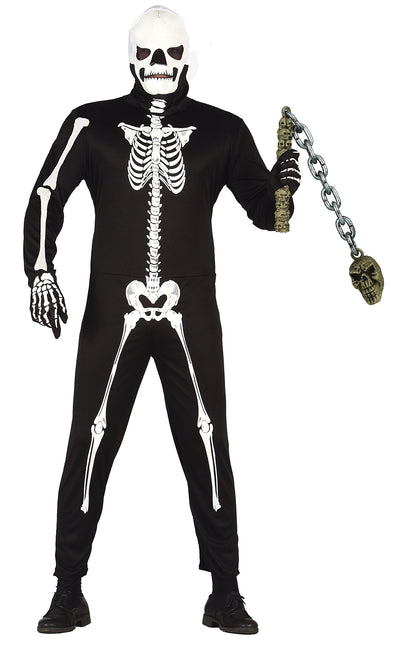 Fałszywy kij na broń na Halloween Czaszka na łańcuchu 84 cm