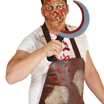 Halloweenowy sztuczny nóż półksiężyc 35 cm