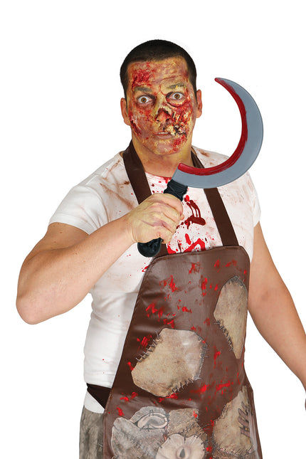 Halloweenowy sztuczny nóż półksiężyc 35 cm