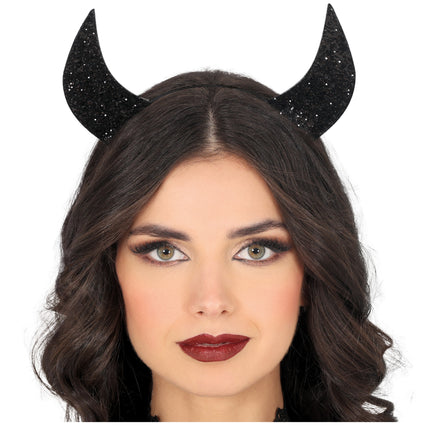 Czarna opaska do włosów Black Devil Glitter