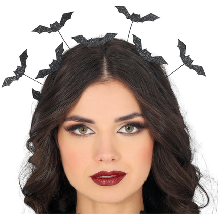 Opaska do włosów na Halloween Czarne Nietoperze