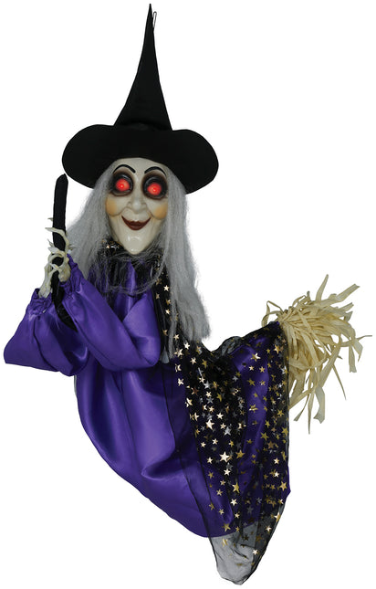 Halloweenowa lalka czarownica ze światłem, dźwiękiem i ruchem 75 cm