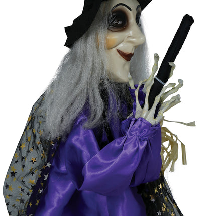Halloweenowa lalka czarownica ze światłem, dźwiękiem i ruchem 75 cm