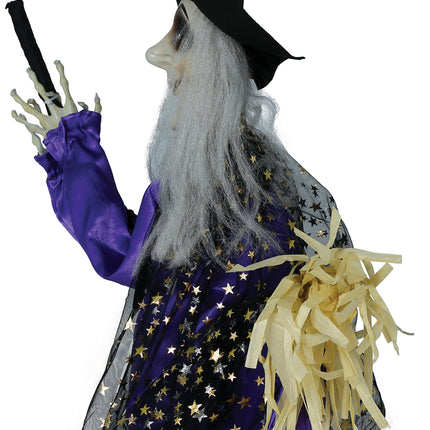 Halloweenowa lalka czarownica ze światłem, dźwiękiem i ruchem 75 cm