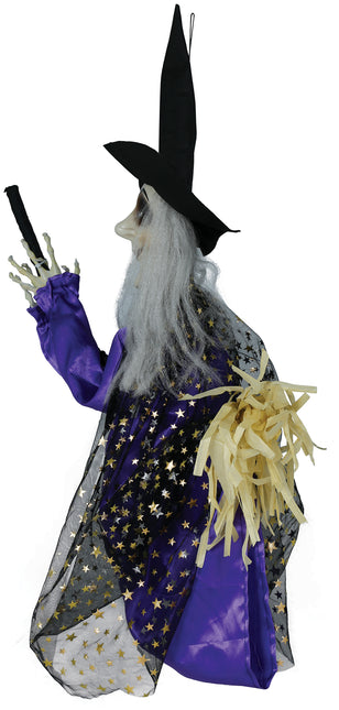 Halloweenowa lalka czarownica ze światłem, dźwiękiem i ruchem 75 cm