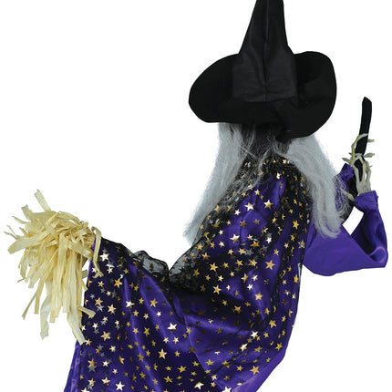 Halloweenowa lalka czarownica ze światłem, dźwiękiem i ruchem 75 cm