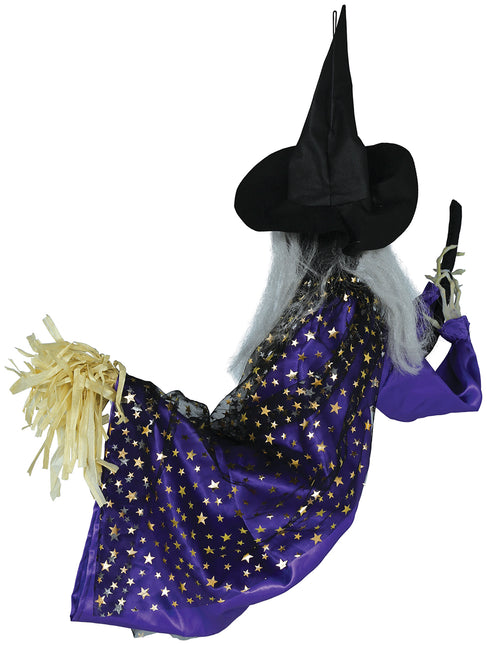 Halloweenowa lalka czarownica ze światłem, dźwiękiem i ruchem 75 cm