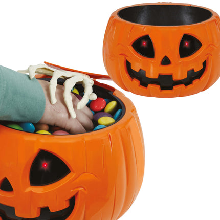 Halloweenowa miska Dynia Światło, Dźwięk i Ruch 15 cm