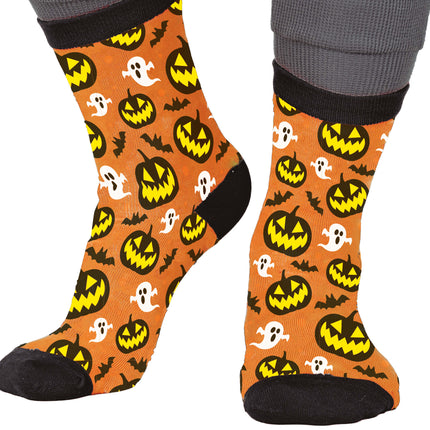 Halloweenowe skarpetki z dynią i duchami