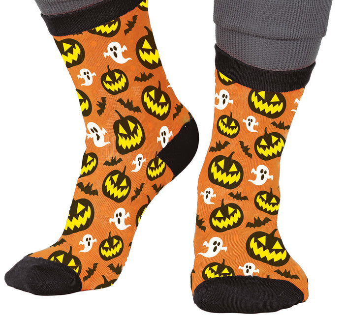 Halloweenowe skarpetki z dynią i duchami