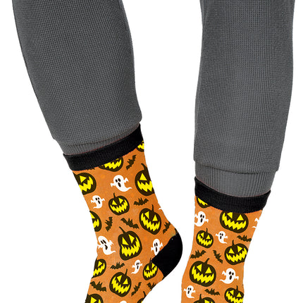 Halloweenowe skarpetki z dynią i duchami