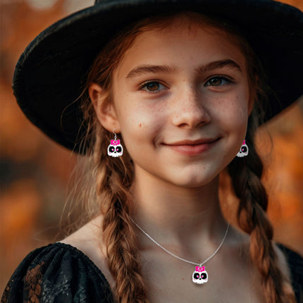 Zestaw akcesoriów na Halloween Naszyjnik i kolczyki Czaszka