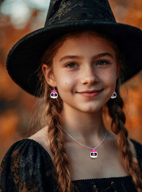 Zestaw akcesoriów na Halloween Naszyjnik i kolczyki Czaszka
