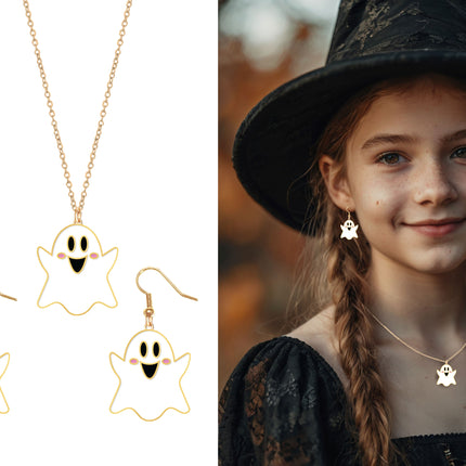 Zestaw akcesoriów na Halloween Naszyjnik i kolczyki Duch