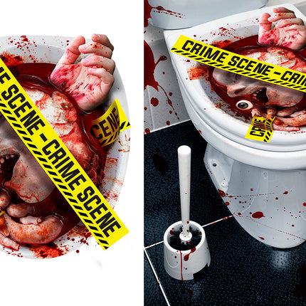 Halloweenowa naklejka na toaletę Crime Scene Toilet 40cm