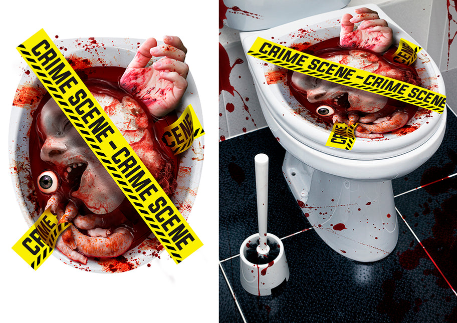 Halloweenowa naklejka na toaletę Crime Scene Toilet 40cm