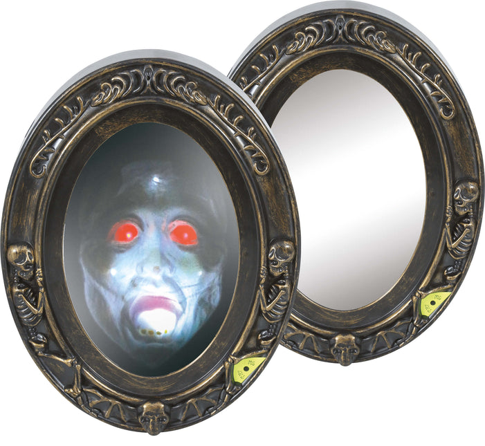 Halloweenowy znak na drzwi Lustro ze światłem i dźwiękiem 32 cm