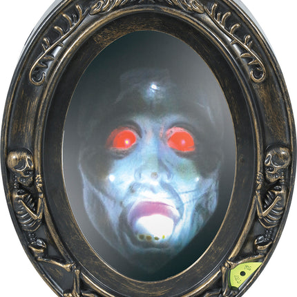 Halloweenowy znak na drzwi Lustro ze światłem i dźwiękiem 32 cm