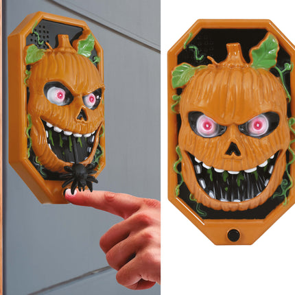 Dekoracja na Halloween Dzwonek do drzwi Dynia ze światłem, dźwiękiem i ruchem