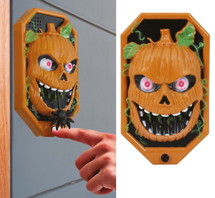 Dekoracja na Halloween Dzwonek do drzwi Dynia ze światłem, dźwiękiem i ruchem