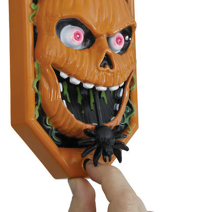 Dekoracja na Halloween Dzwonek do drzwi Dynia ze światłem, dźwiękiem i ruchem