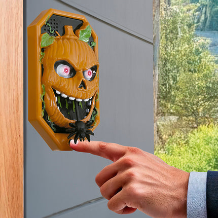 Dekoracja na Halloween Dzwonek do drzwi Dynia ze światłem, dźwiękiem i ruchem