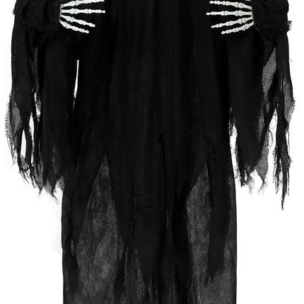 Halloweenowa lalka szkielet czarna dwie czaszki ze światłem i dźwiękiem 1,7 m