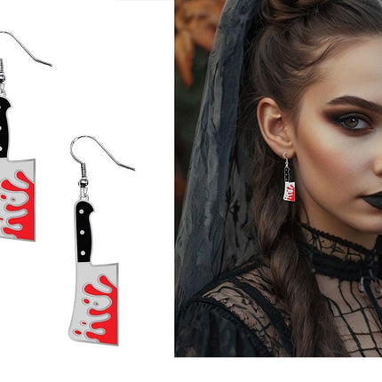 Kolczyki na Halloween – nóż rzeźniczy
