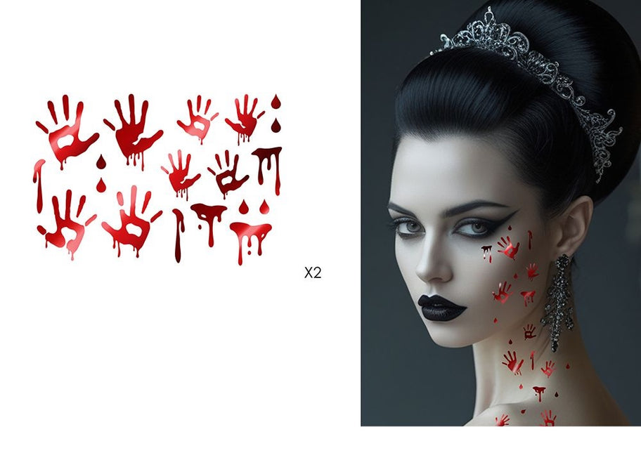 Halloween – sztuczne tatuaże: zakrwawione dłonie