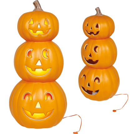 Halloweenowa sterta dyń z lampką, 52 cm