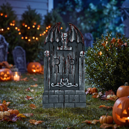Halloweenowy nagrobek, szary, z rozcięciem, krwawy, 42 cm