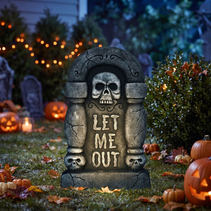 Halloween – nagrobek, szary, „Wypuść mnie stąd”, 42 cm
