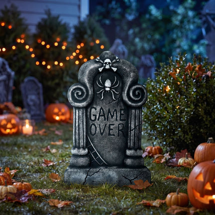Halloweenowy nagrobek, szary, „Game Over”, 42 cm