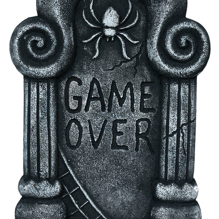 Halloweenowy nagrobek, szary, „Game Over”, 42 cm