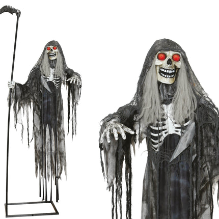 Szkielet na Halloween, latający, ze światłem, dźwiękiem i ruchem, 2,05 m