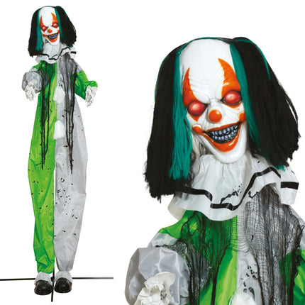 Halloweenowy klaun z podświetleniem, dźwiękiem i ruchomymi elementami, 2,55 m