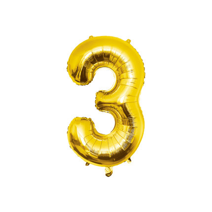 3 Jaar Cijfer Ballon Goud Leeg 86cm - Partywinkel - 8716764236822