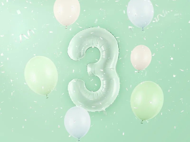 3 Jaar Cijfer Ballon Mintgroen 72cm van Partydeco koop je bij Partywinkel