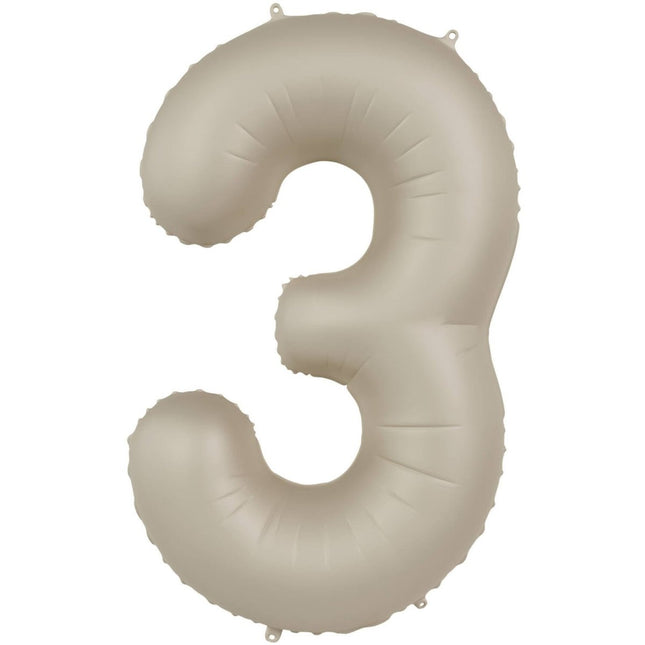 3 Jaar Cijfer Ballon Nude Mat 86cm van Folat koop je bij Partywinkel
